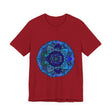 Dark Blue and Green Mandala T-Shirt featuring intricate spiritual art design