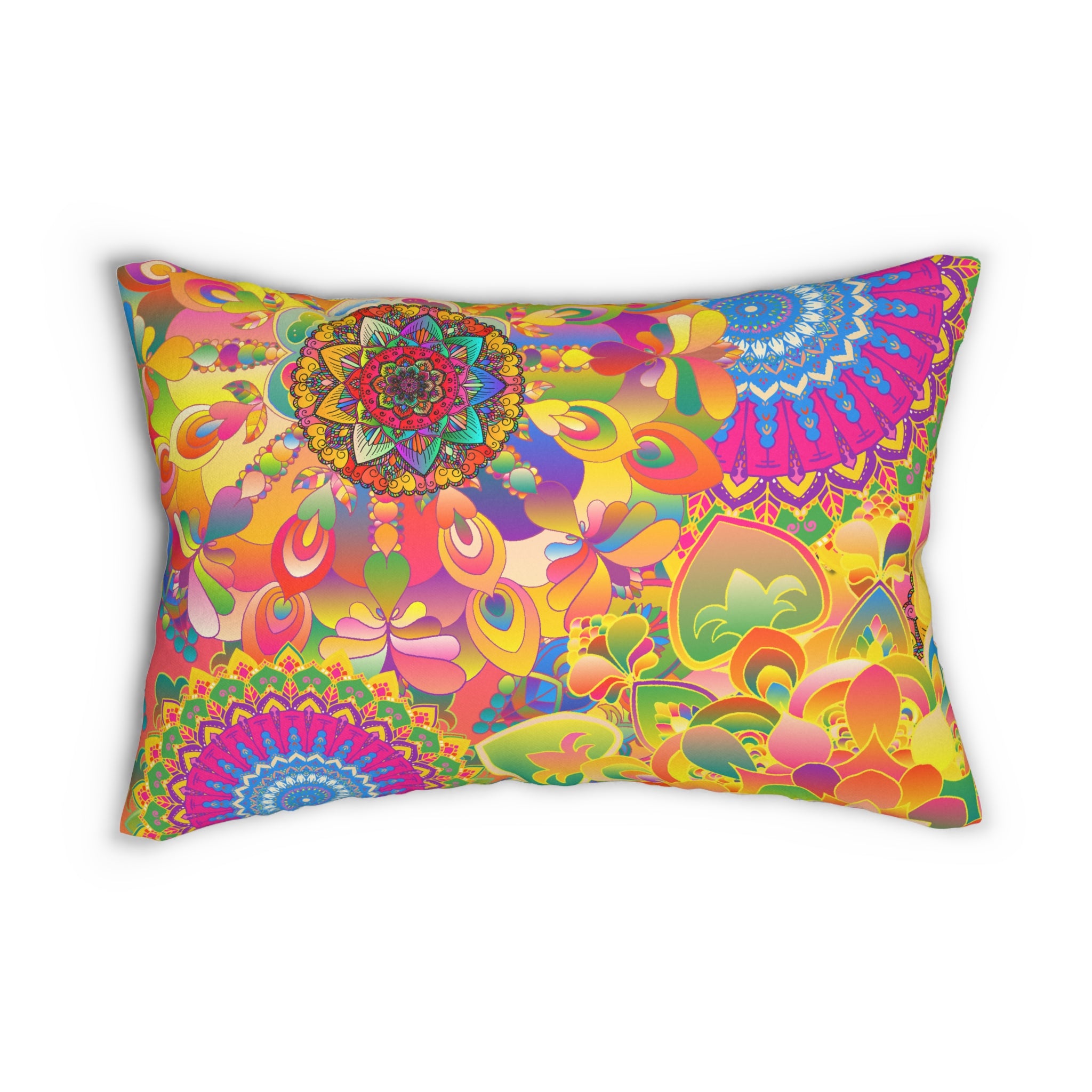 Psychedelic Floral Mandala Lumbar Pillow