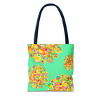Borsa tote con mandala floreale — Stampa integrale verde tropicale brillante