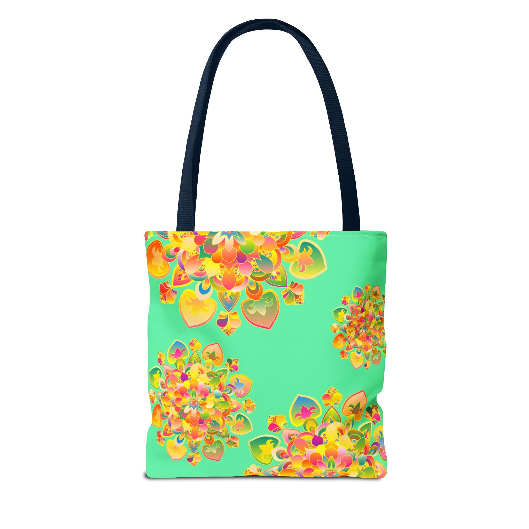 Floral Mandala Tote Bag — Bright Tropical Green All-Over Print
