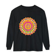 Vibrant and intricate mandala design long sleeve t-shirt with psychedelic art