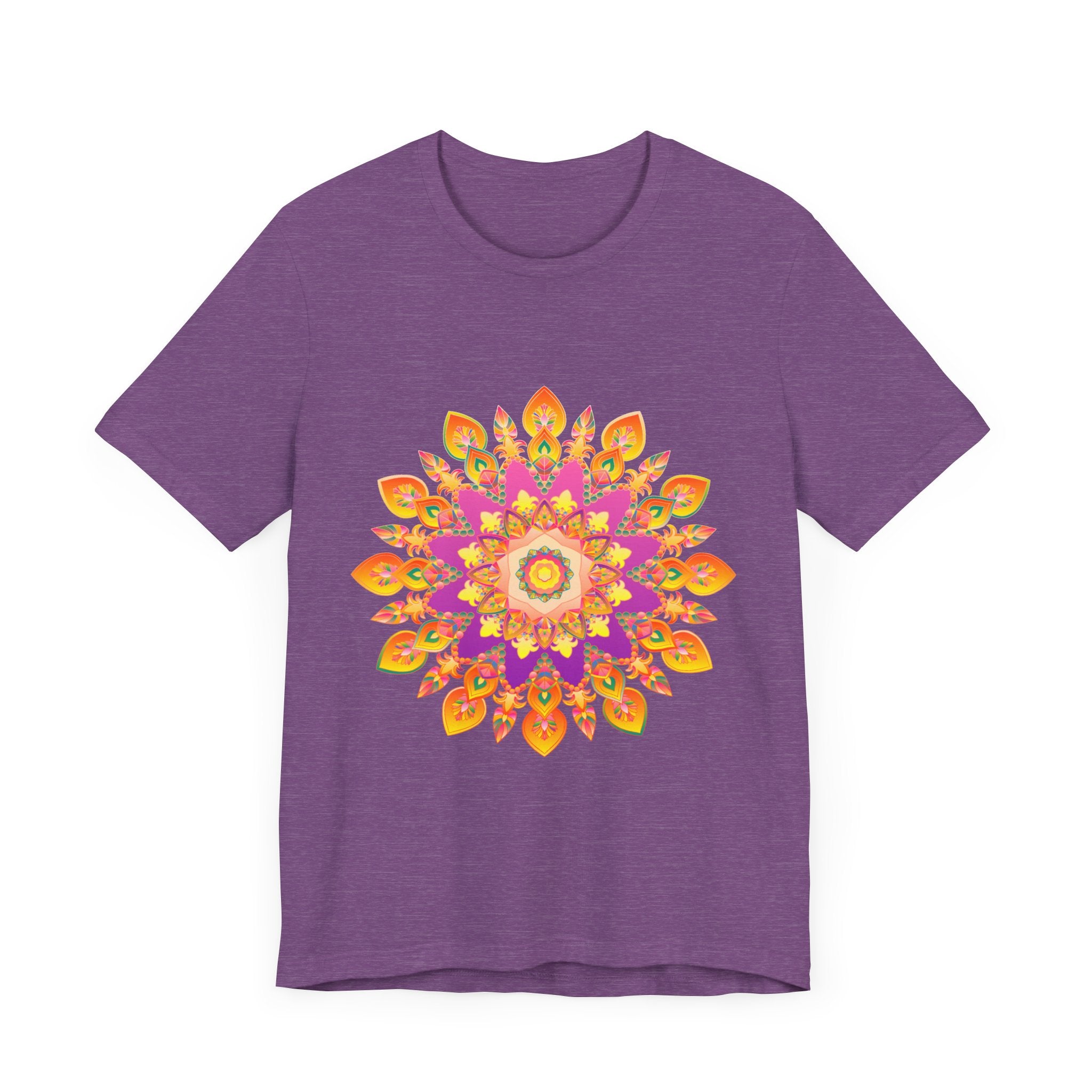 A vibrant mandala t-shirt featuring colorful and detailed designs