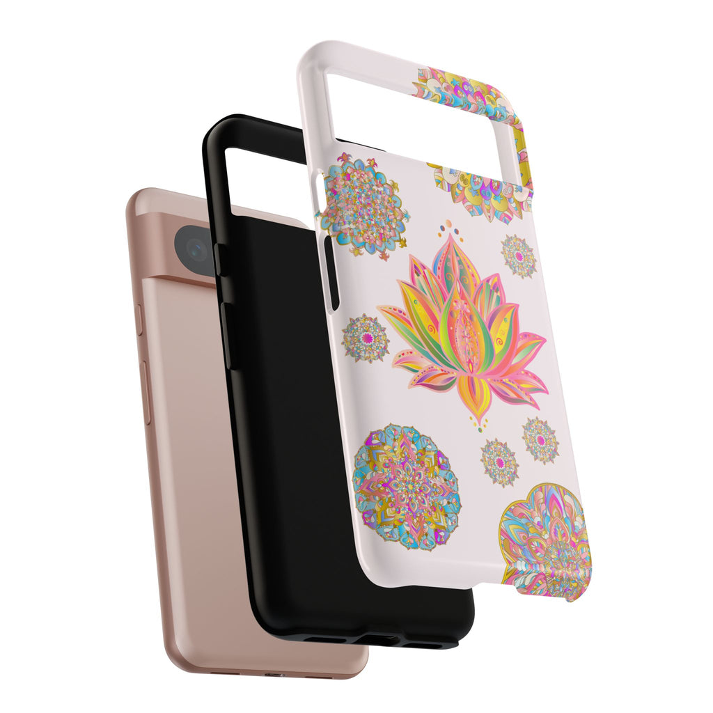 Light pink lotus flower mandala design phone case for stylish protection