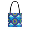 Vibrant and intricate mandala design tote bag in various colors