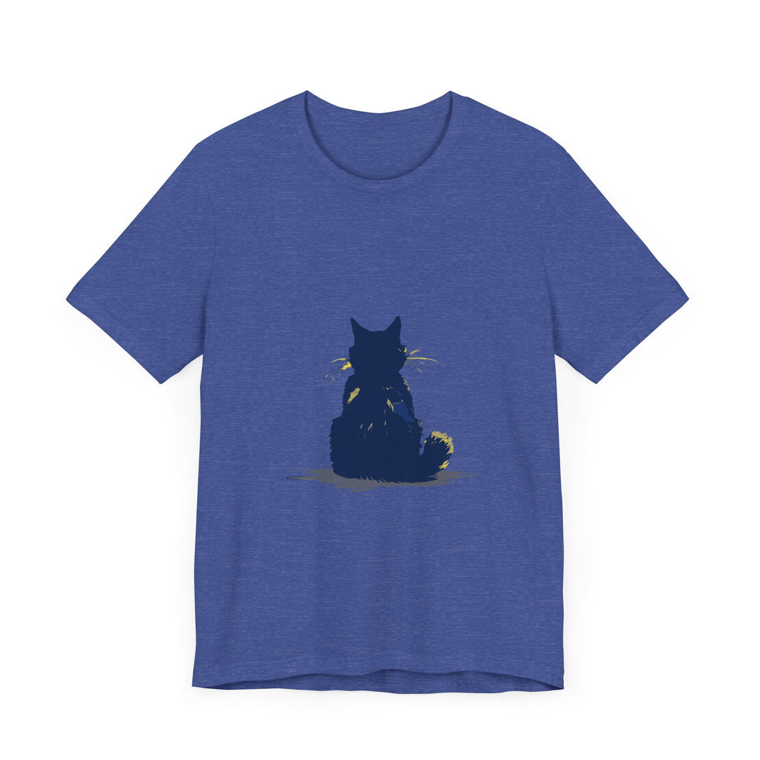 Black Cat Mystery T-Shirt - Simple & Cool: A black t-shirt with a mysterious cat design, perfect for a casual and stylish look