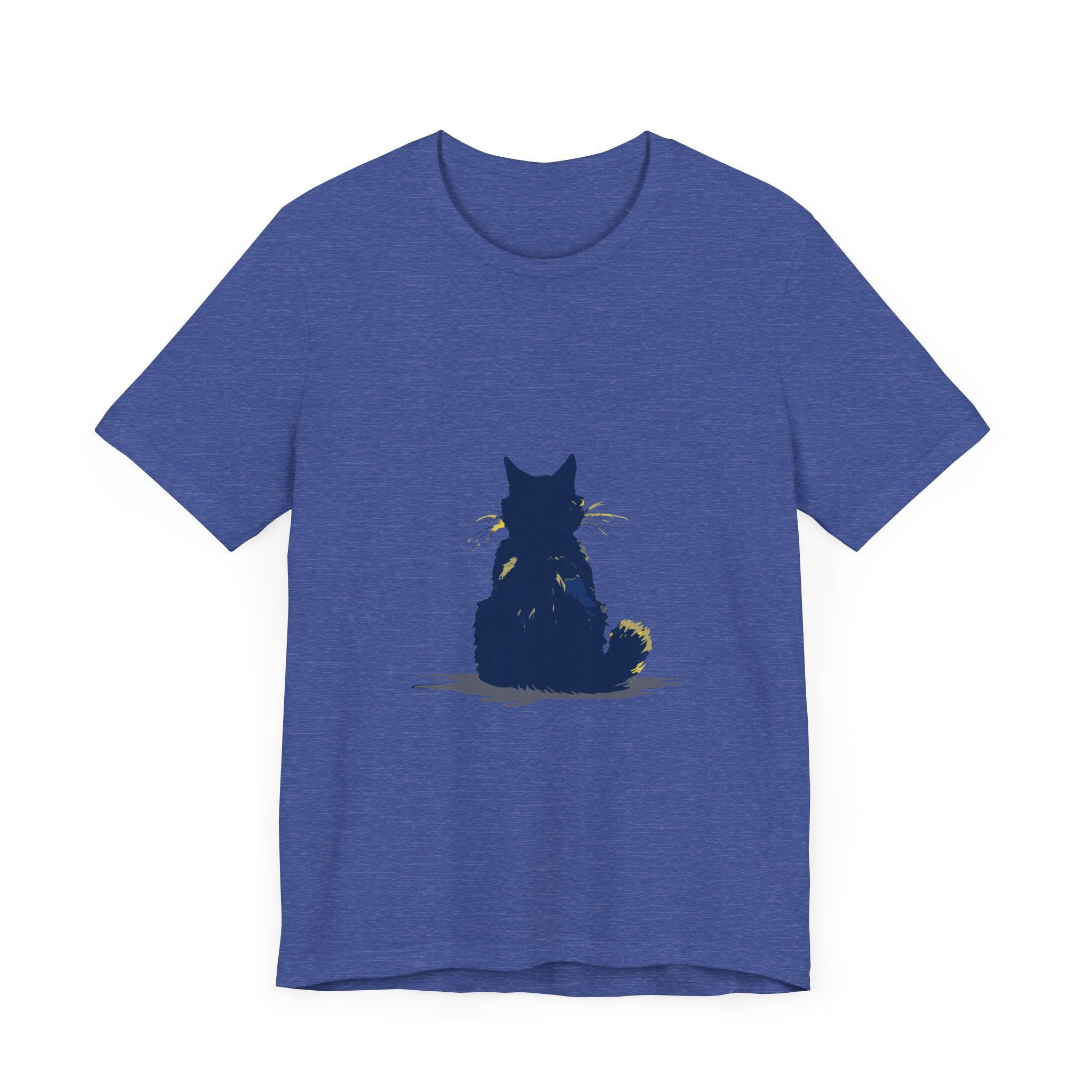 Black Cat Mystery T-Shirt - Simple & Cool: A black t-shirt with a mysterious cat design, perfect for a casual and stylish look