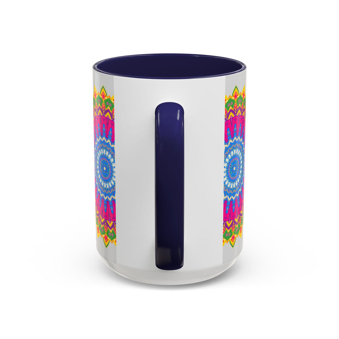 Colorful geometric design mandala art mug perfect for morning coffee