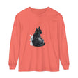 Black Cat Watercolor Unisex Long Sleeve T-Shirt featuring a vibrant feline design