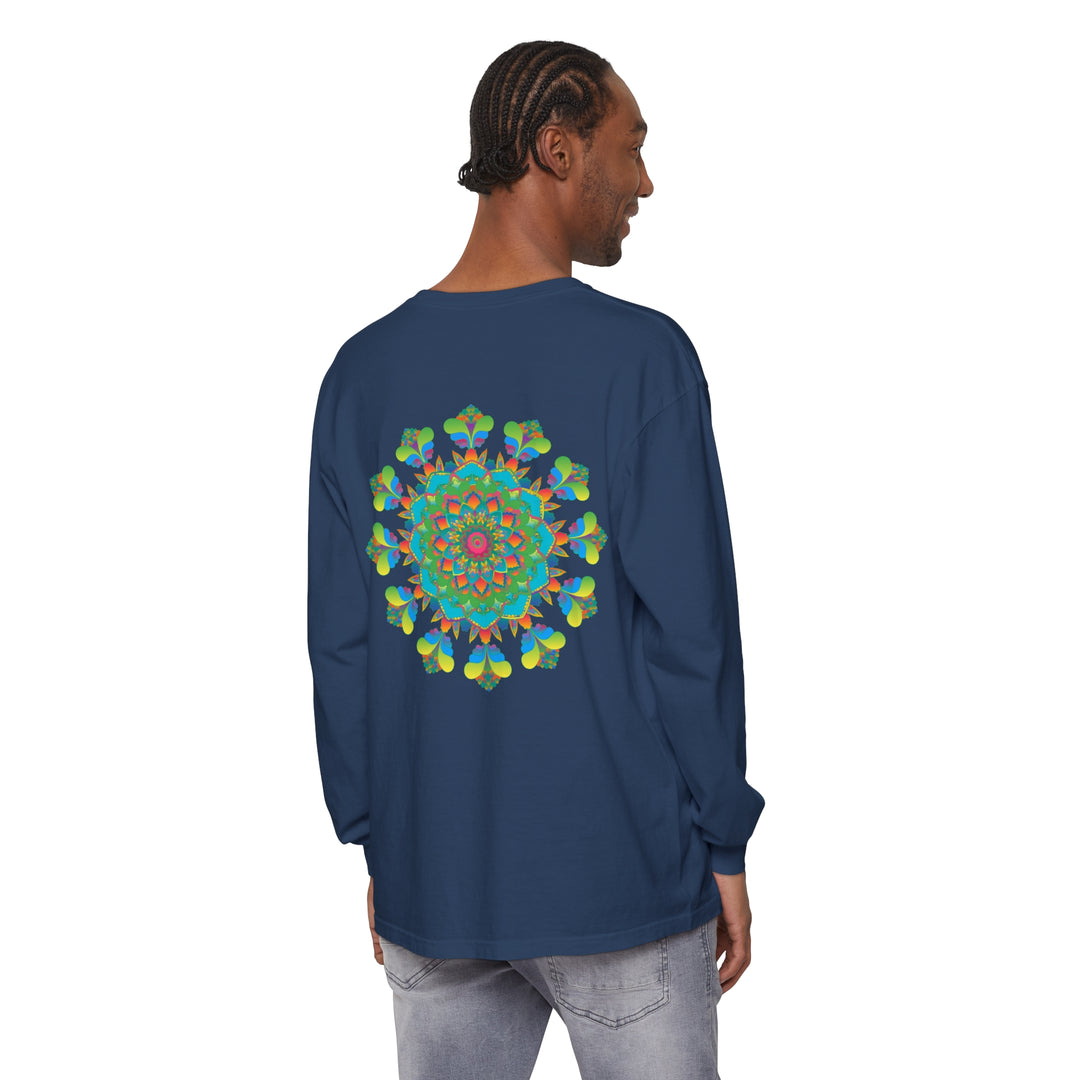 Colorful and intricate Psychedelic Mandala Tie Dye Long Sleeve T-Shirt design