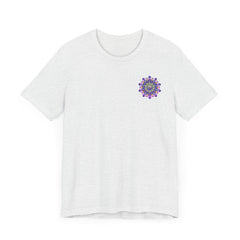 A colorful and intricate mandala design adorns this vibrant t-shirt, symbolizing spiritual peace and harmony