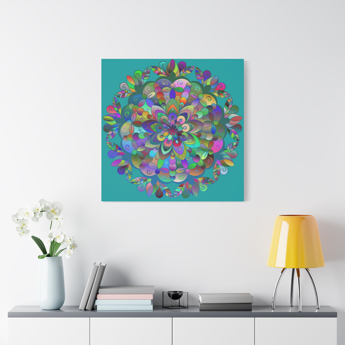 Colorful Floral Mandala Matte Canvas Wall Art — Stretched 1.25"