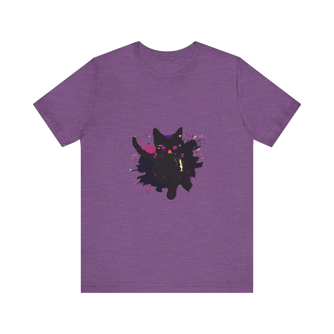 Black Cat Mystery T-Shirt featuring a bold and colorful design with a playful and mysterious feline motif, perfect for adding a touch of intrigue to your wardrobe