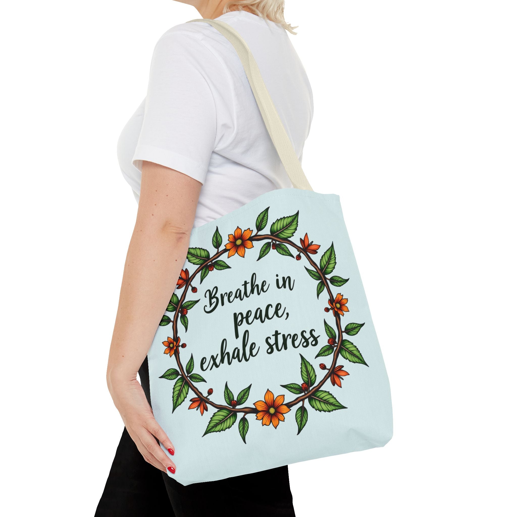 Beautiful Flower Crown Tote Bag with Serene Style, perfect for everyday use or a day at the beach