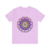 A vibrant and intricate mandala flower design adorns this spiritual art inspired t-shirt