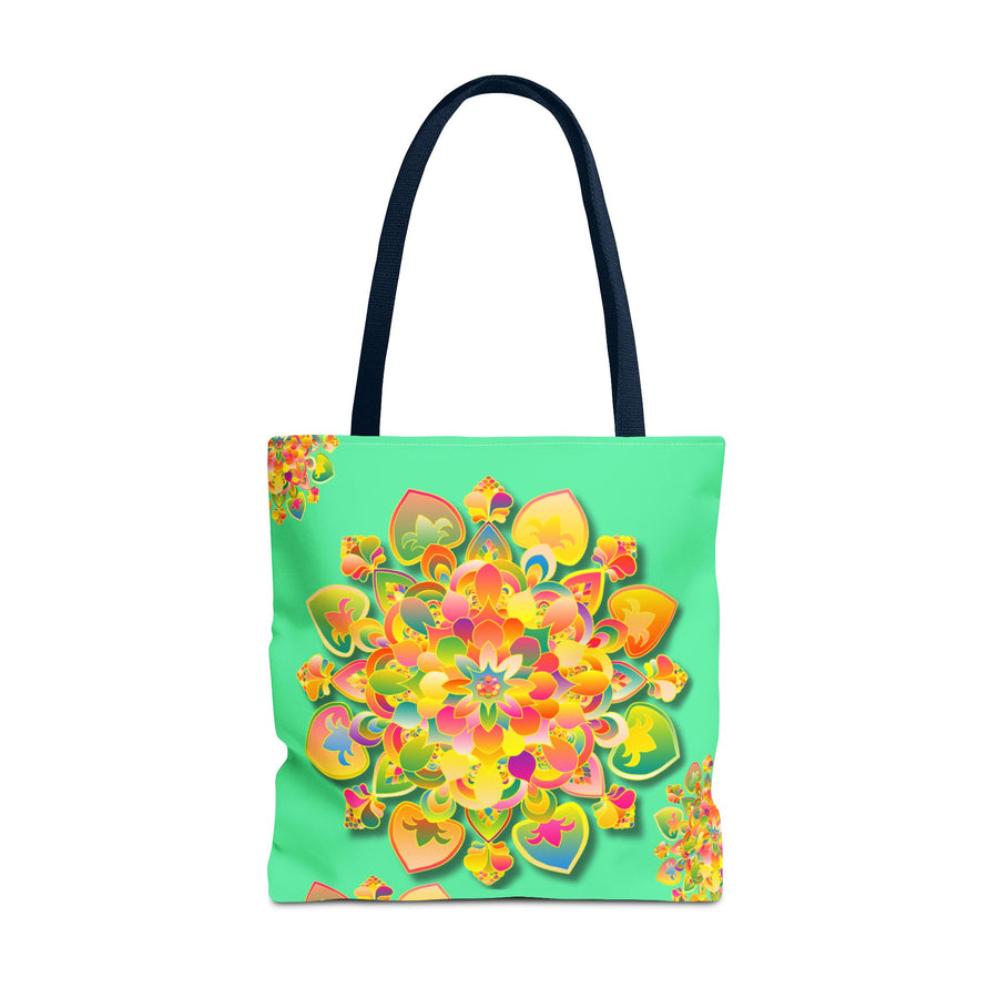 Floral Mandala Tote Bag — Bright Tropical Green All-Over Print