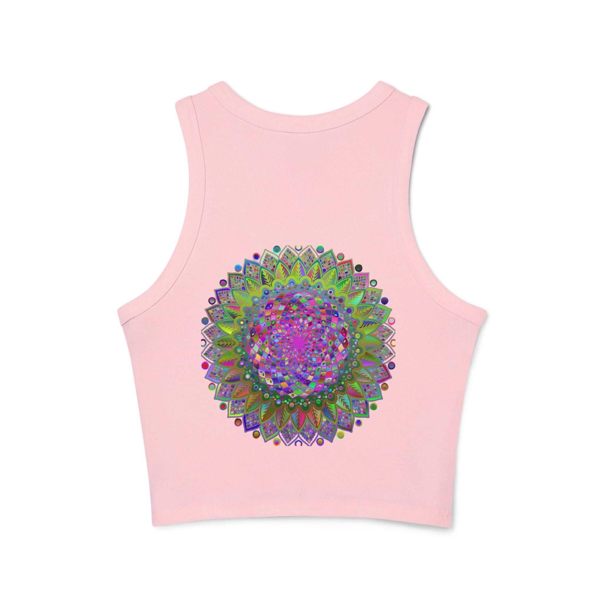 Colorful and intricate mandala design on a comfortable racerback tank top