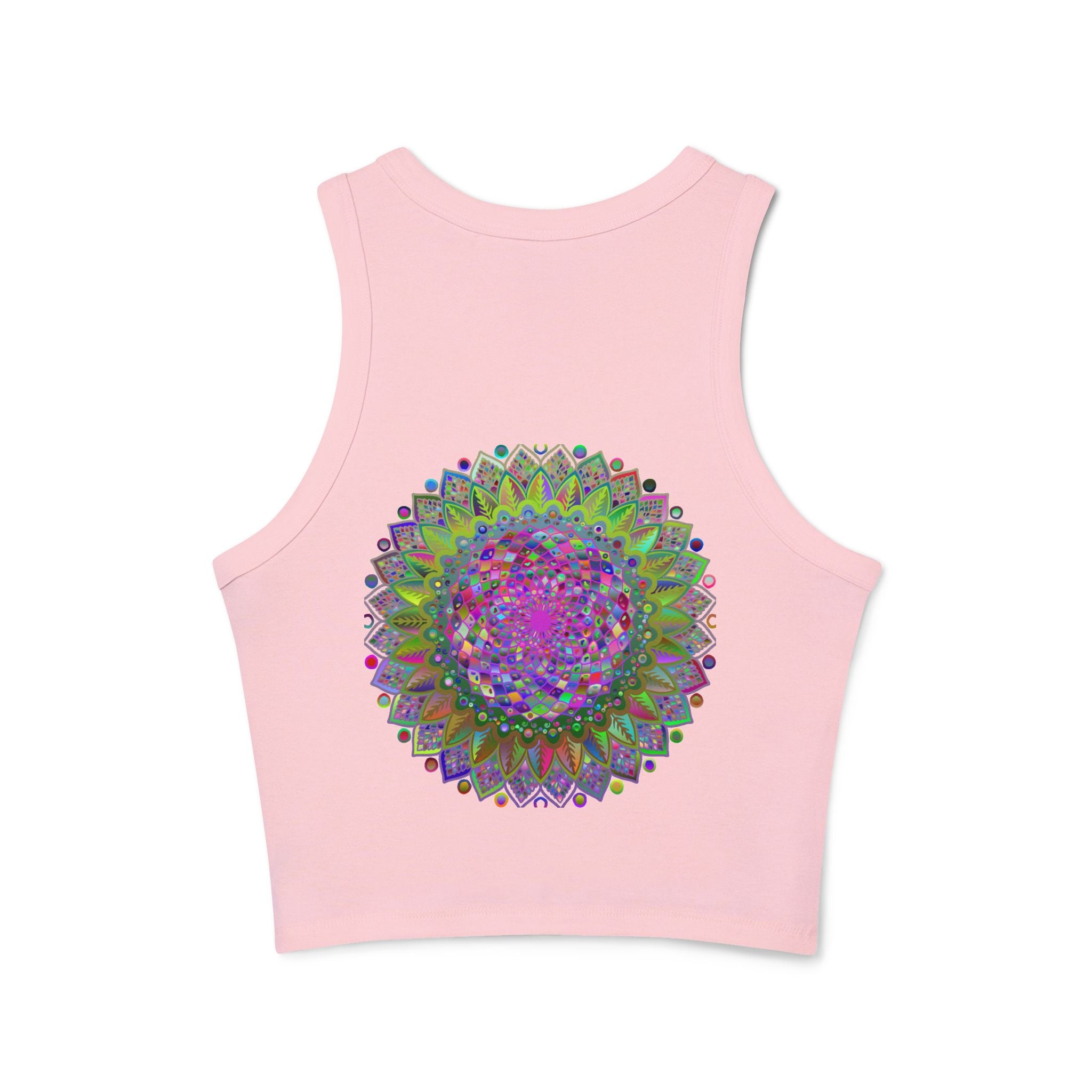 Colorful and intricate mandala design on a comfortable racerback tank top