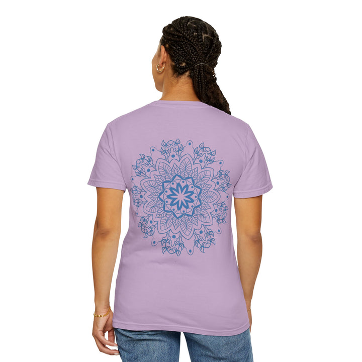 Handmade Mandala Art Tshirt - Unisex Garment-Dyed Tee with intricate, vibrant design