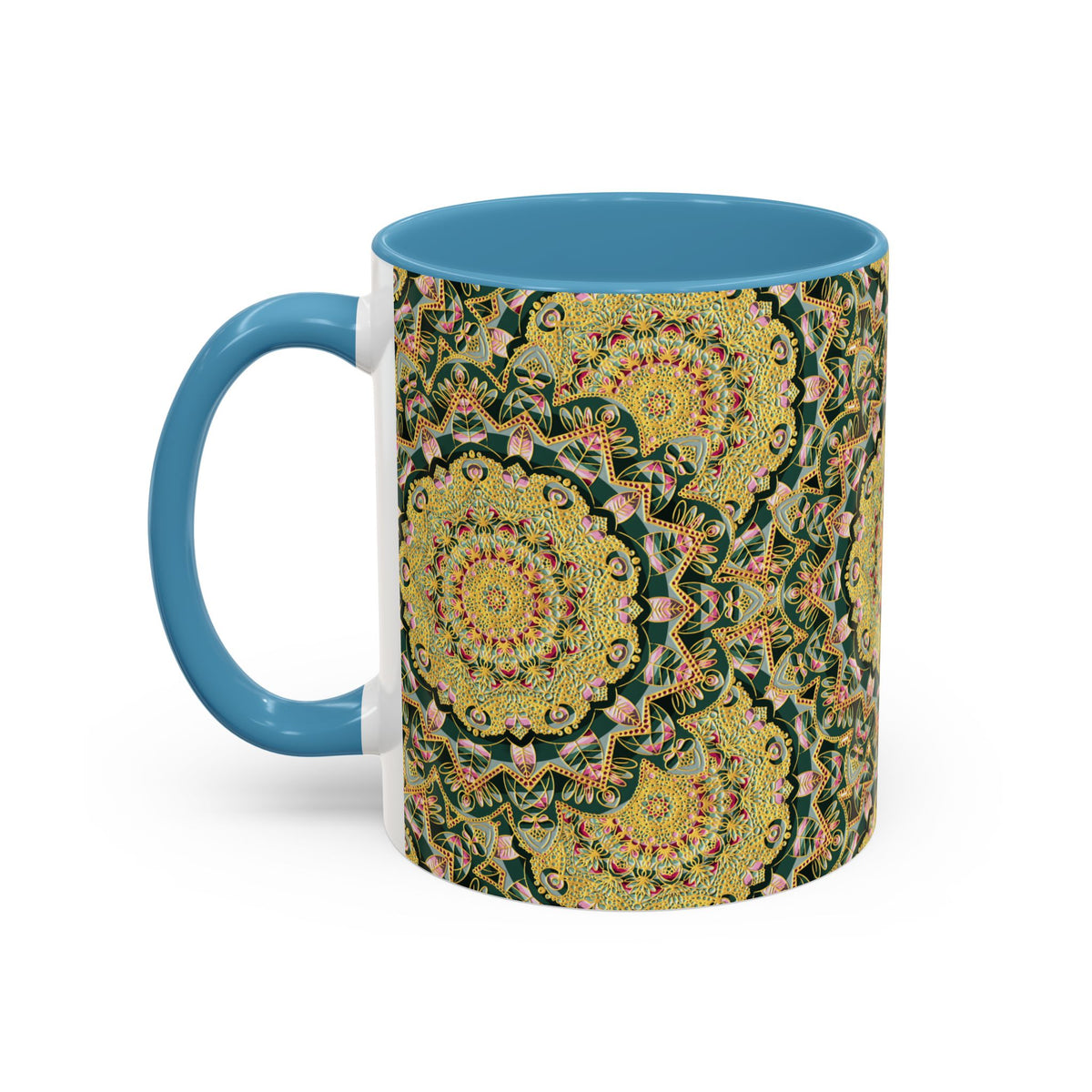 Mandala Floral Coffee Mug – Bohemian Botanical Ceramic Cup