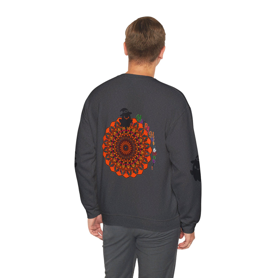 Handmade mandala ghost sweatshirt, a versatile addition to any wardrobe