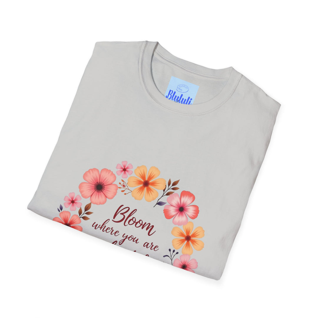 Beautiful floral mandala design with inspiring quote on a comfortable t-shirt