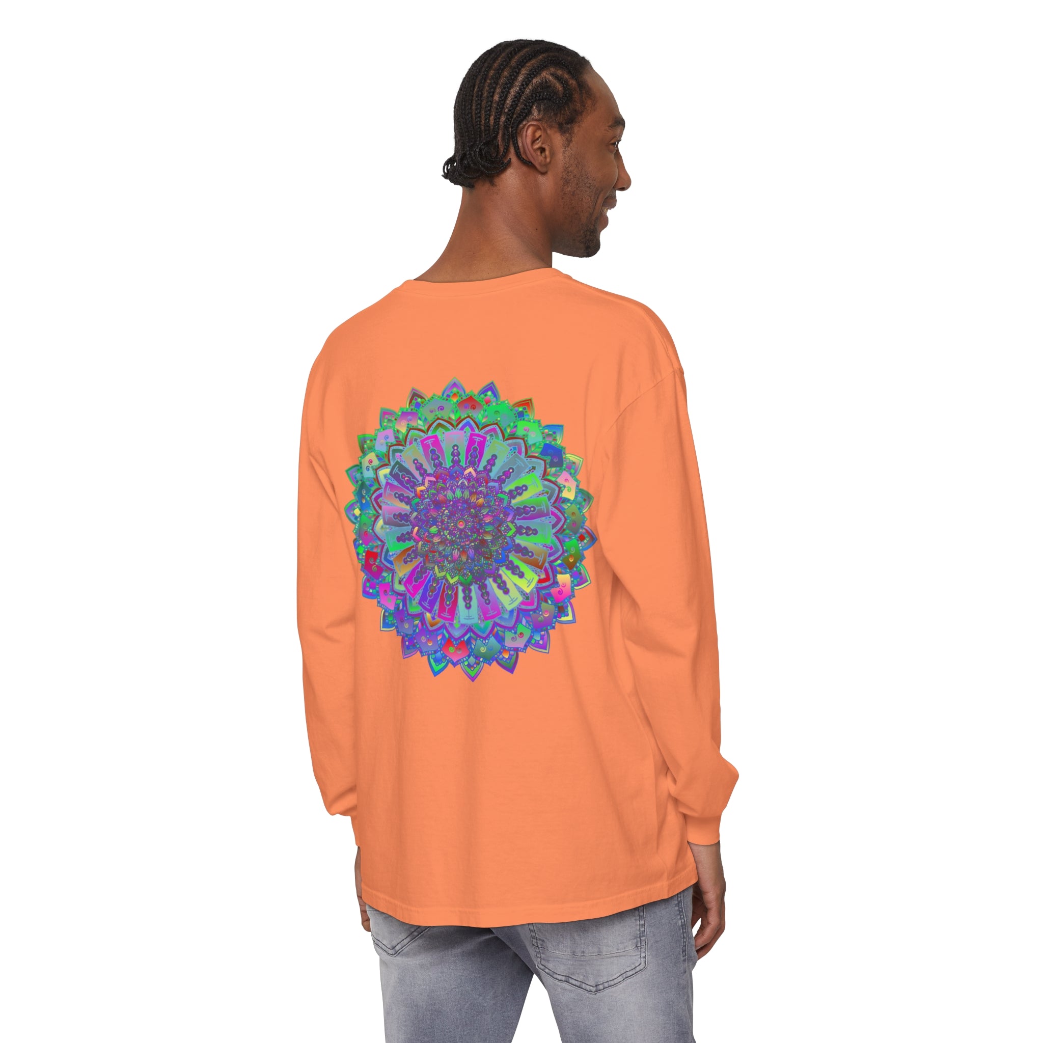 Colorful and intricate mandala design long sleeve t-shirt for vibrant style