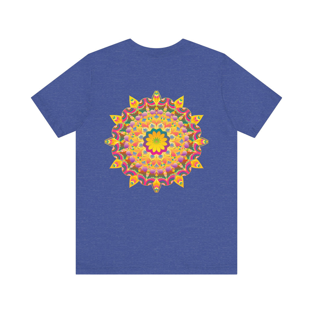 Vibrant Mandala Tee with intricate floral design in colorful hues, symbolizing peace and harmony for a stylish and calming fashion statement