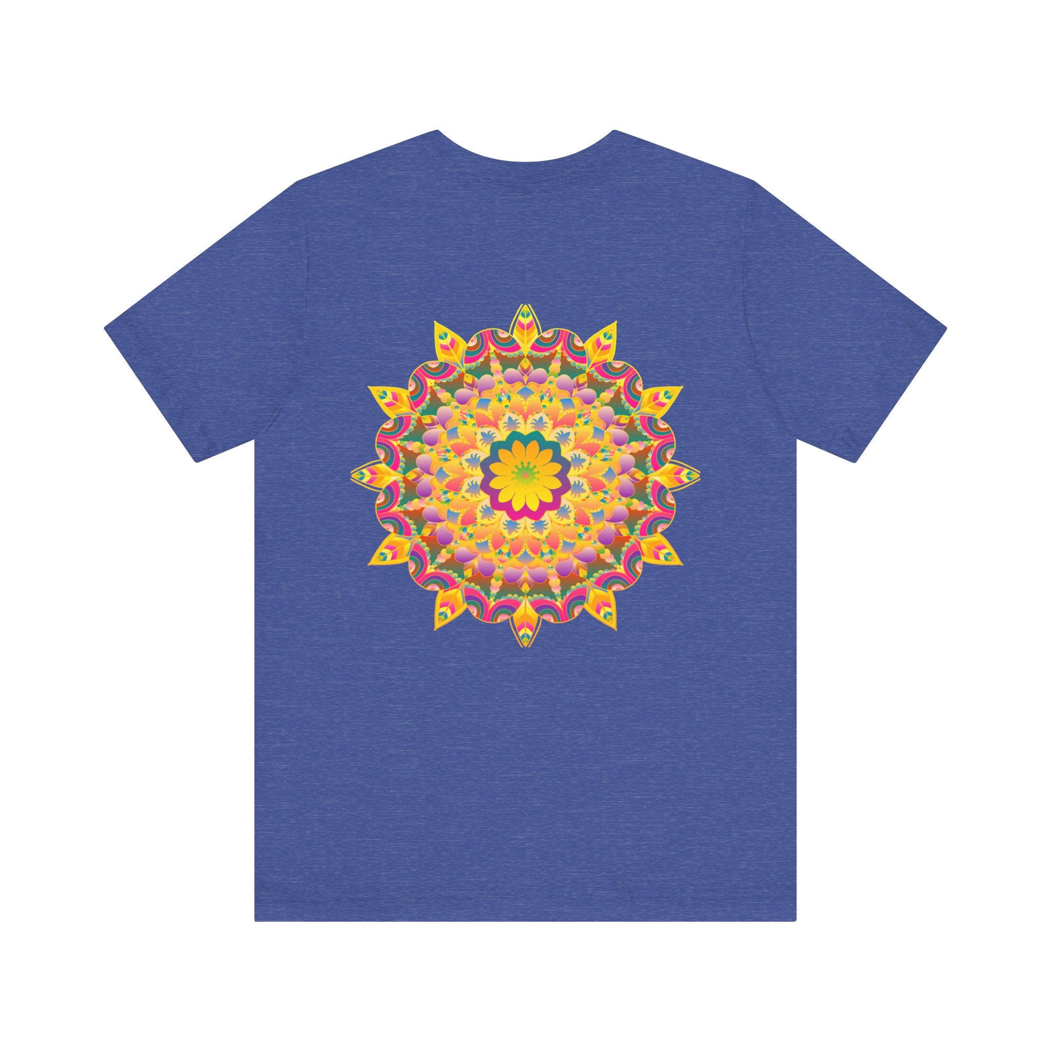 Vibrant Mandala Tee with intricate floral design in colorful hues, symbolizing peace and harmony for a stylish and calming fashion statement