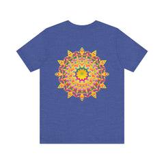 Vibrant Mandala Tee with intricate floral design in colorful hues, symbolizing peace and harmony for a stylish and calming fashion statement