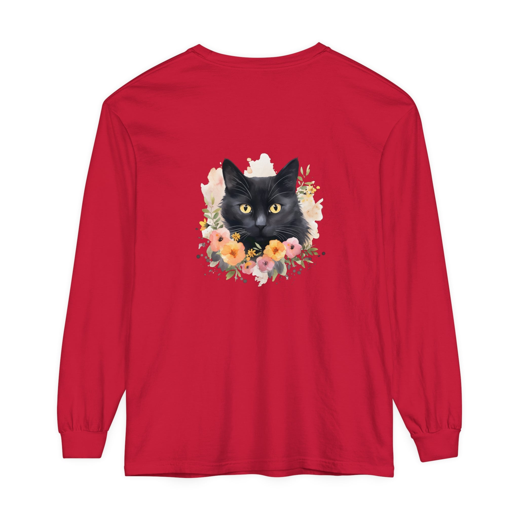 Black Cat Floral Portrait Unisex T-Shirt, featuring a stunning feline design