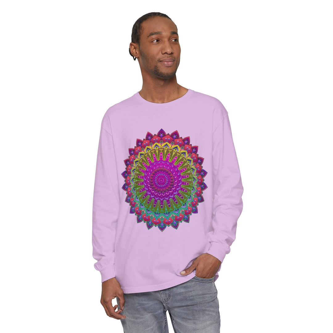 Colorful and intricate mandala design long sleeve t-shirt for men and women