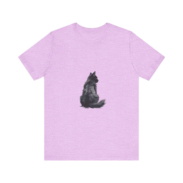 Soft and comfortable black tee featuring a silhouette of a cozy cat