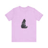 Soft and comfortable black tee featuring a silhouette of a cozy cat