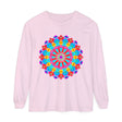 Colorful Mandala Unisex Long Sleeve T-Shirt featuring intricate, vibrant mandala design