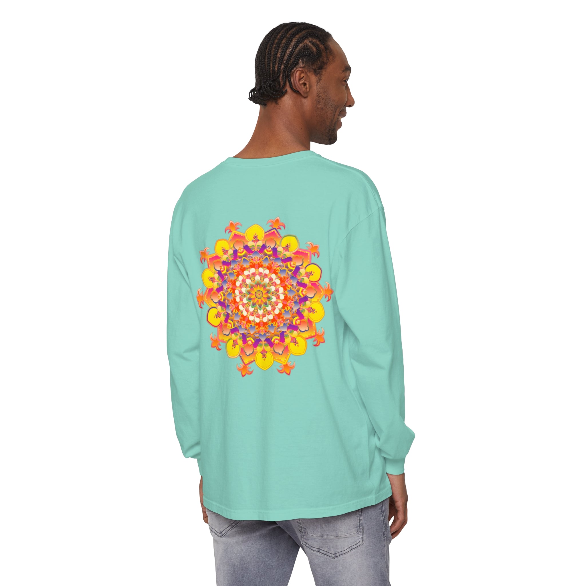 Colorful and intricate mandala design long sleeve t-shirt for men and women