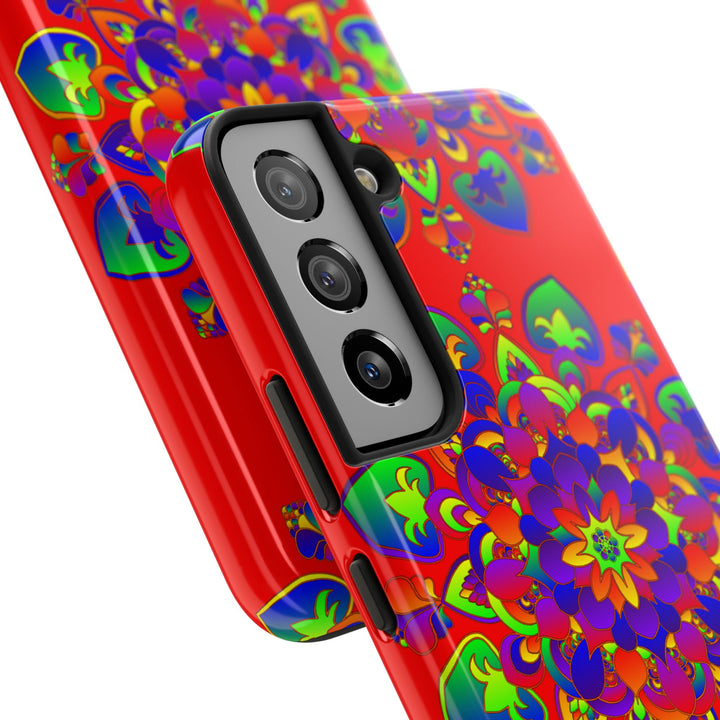 Hand Drawn Mandala Art Red Phone Case with Intricate Design and Stylish Look for Ultimate Phone Protection and Aesthetic Appeal