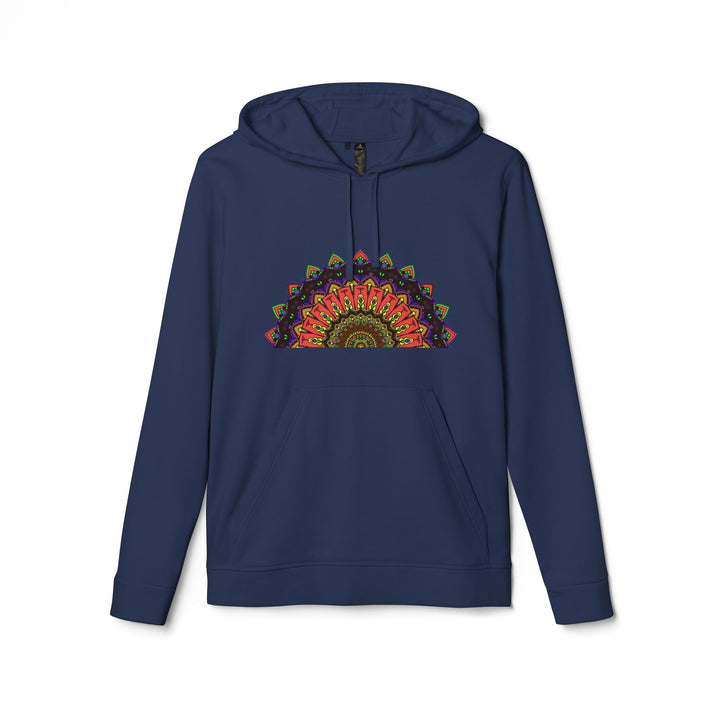 Blululi Mandala Fleece Hoodie with Custom Adidas logo, perfect for stylish and cozy athleisure wear