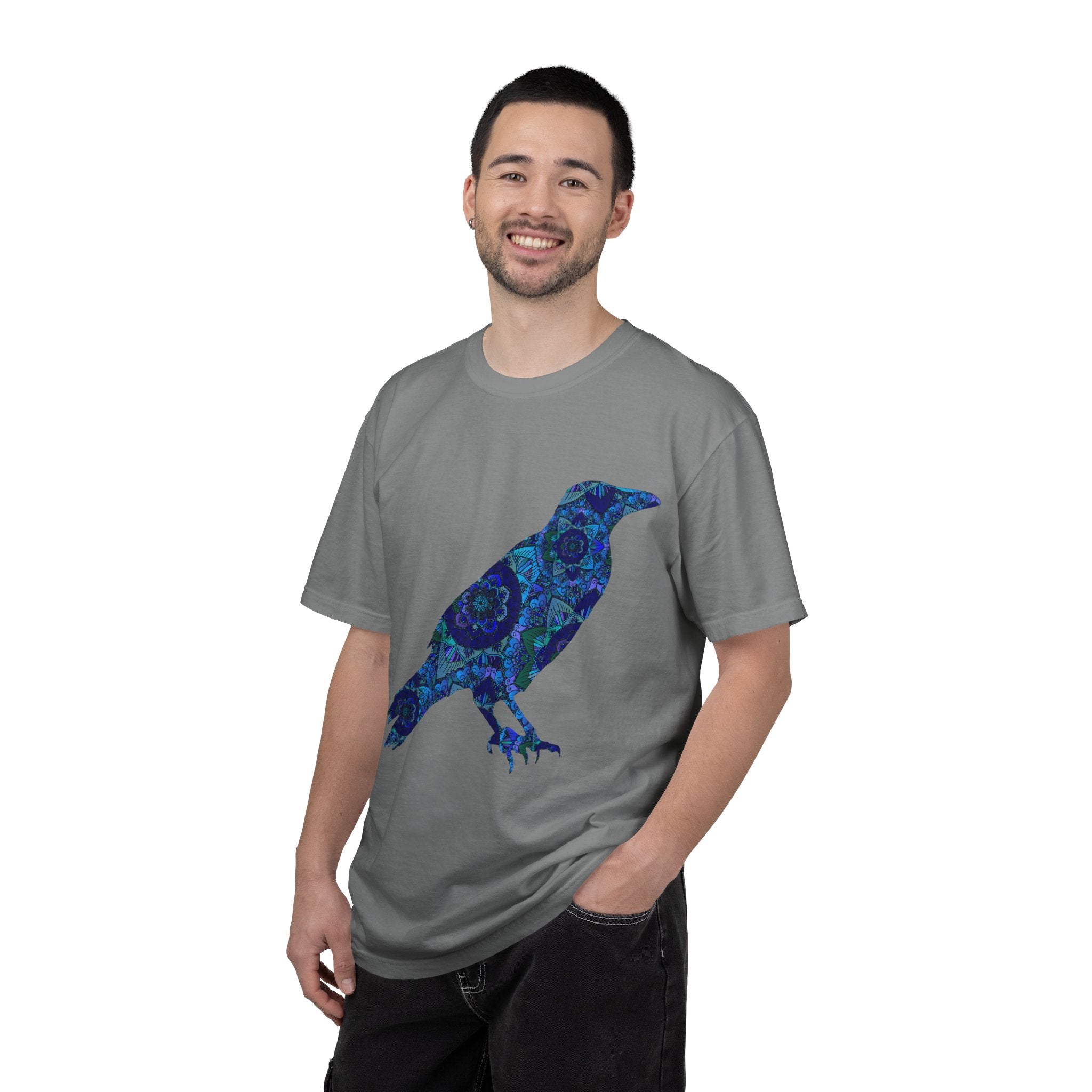 Blue Mandala Raven T‑Shirt — Inner Protection Crow Graphic Tee