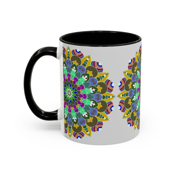 A beautiful mandala art mug featuring vibrant colors and serene design