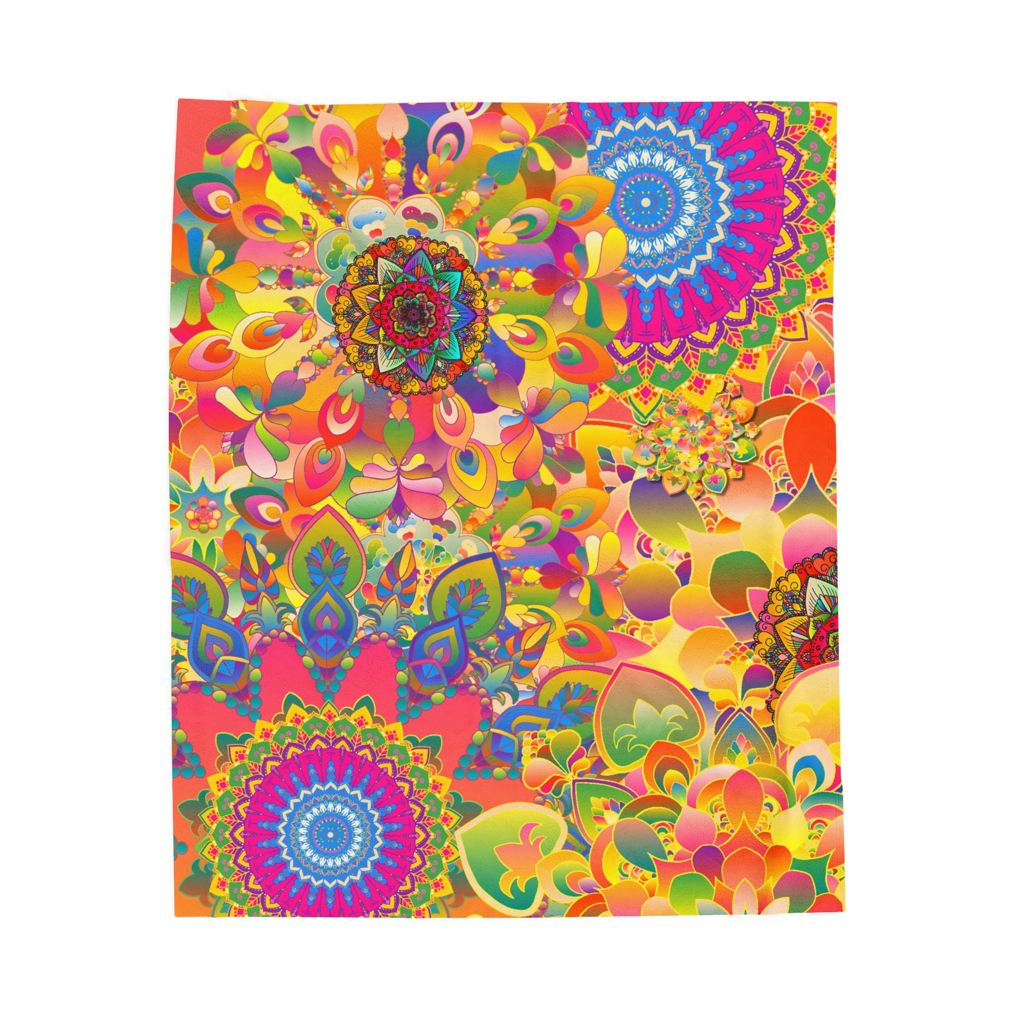 Psychedelic Floral Mandala Plush Blanket