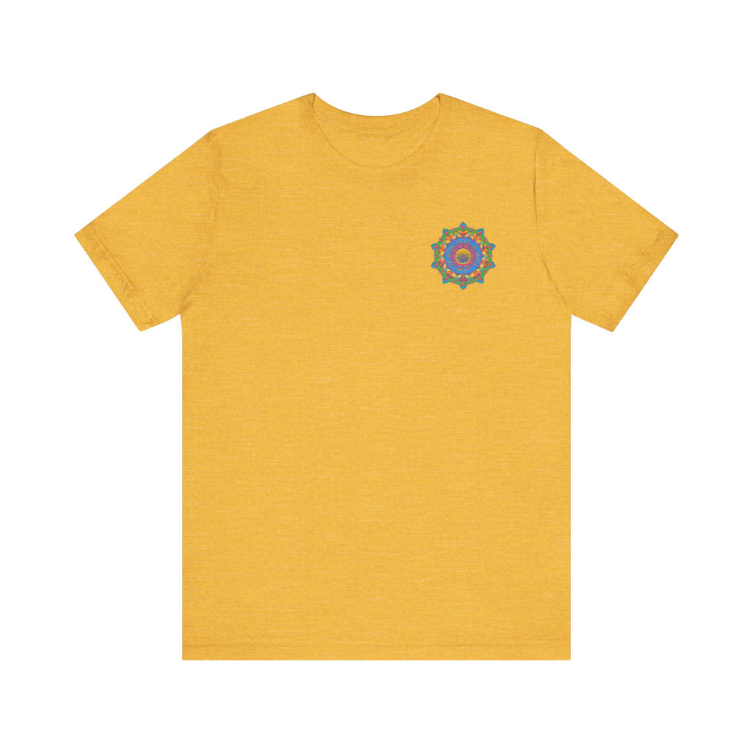 Vibrant Mandala Tee featuring intricate spiritual design for peace and harmony