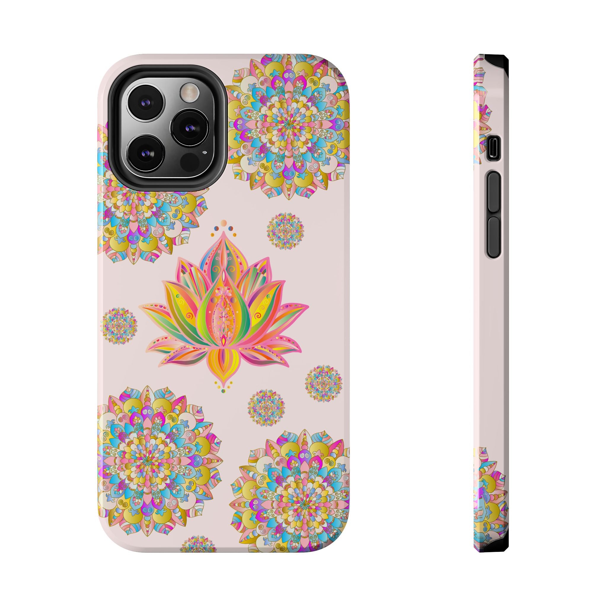 Beautiful light pink lotus flower mandala design phone case for protection and style