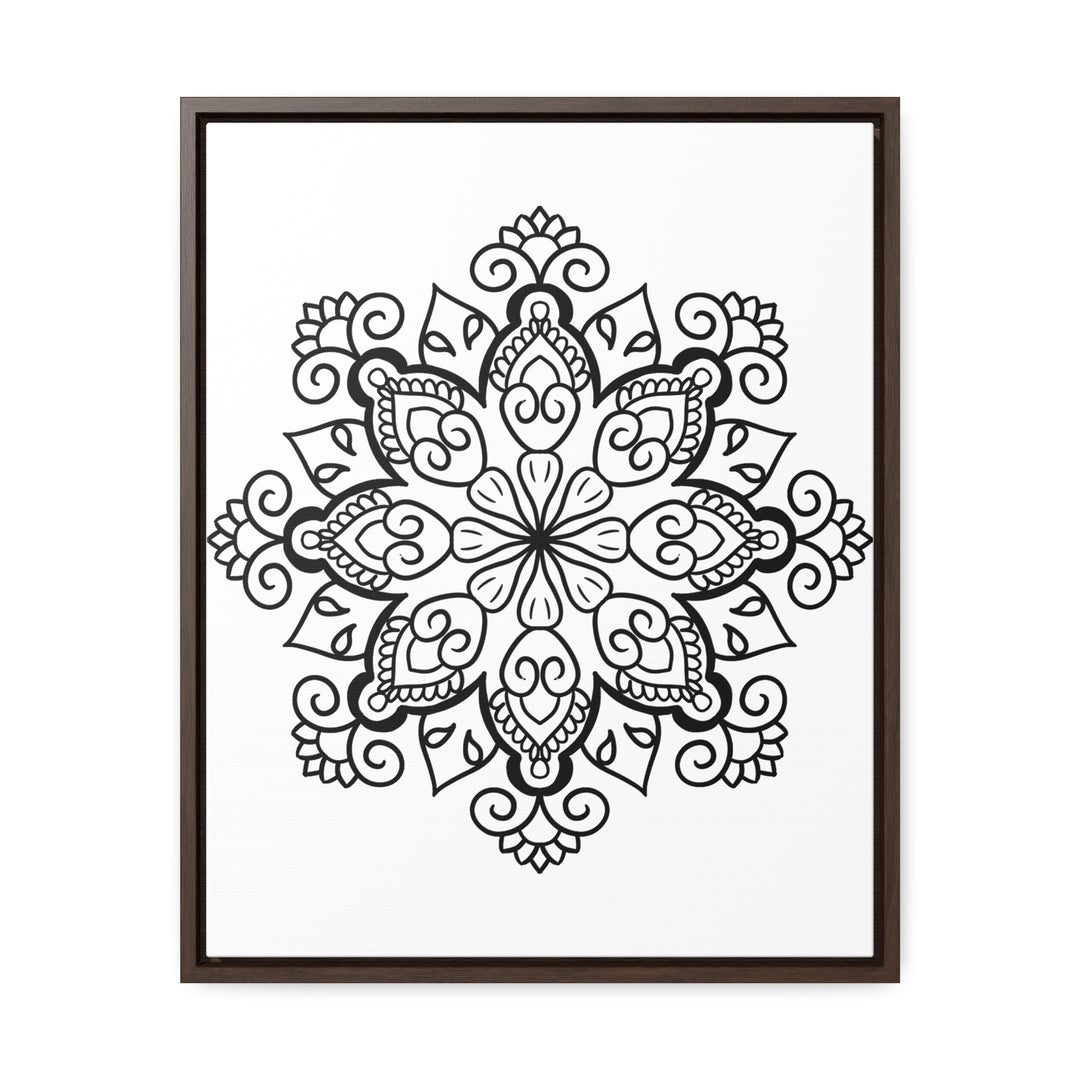 Mandala Handmade Art - Black & White Wall Art - Gallery Canvas Wraps, Vertical Frame 10