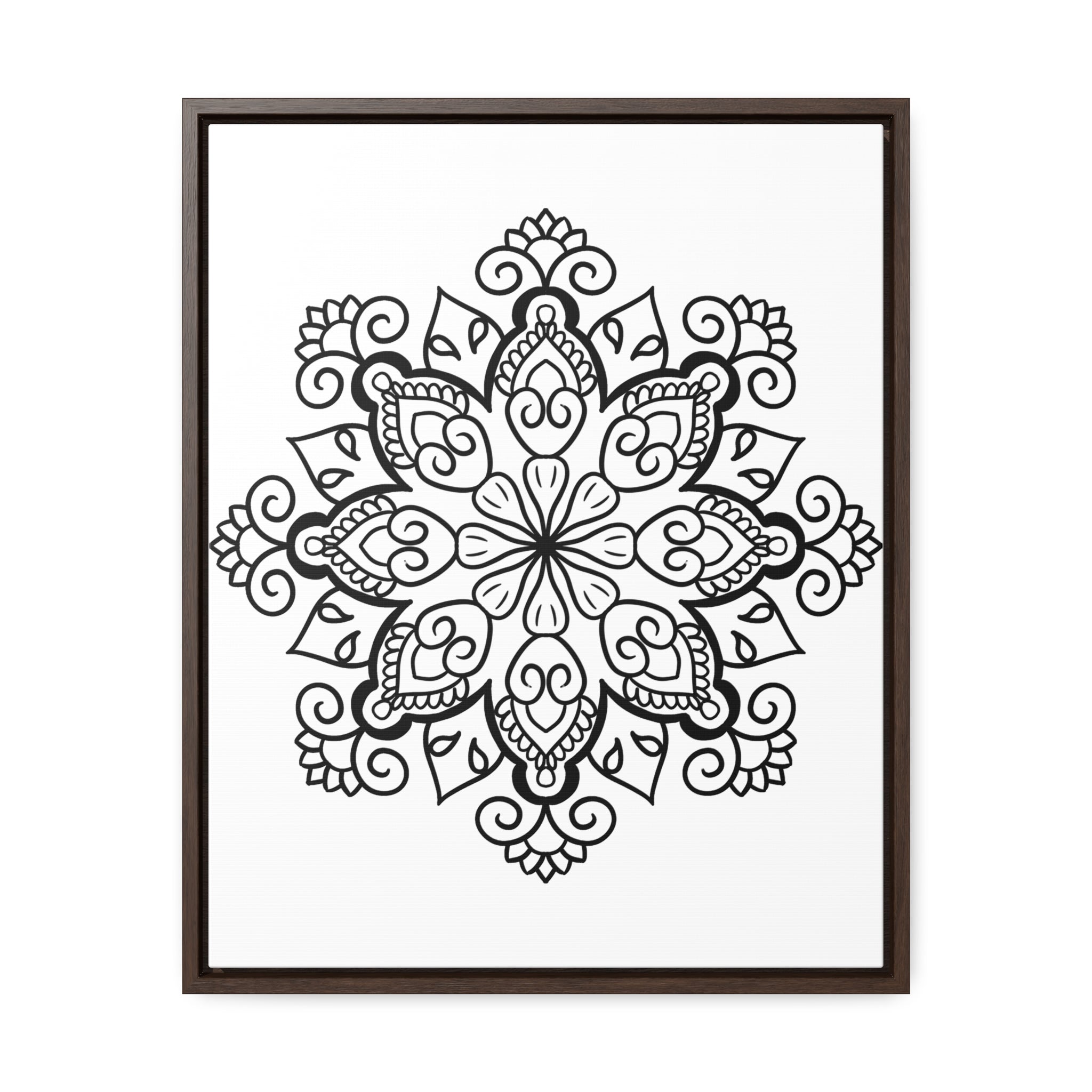 Mandala Handmade Art - Black & White Wall Art - Gallery Canvas Wraps, Vertical Frame 10