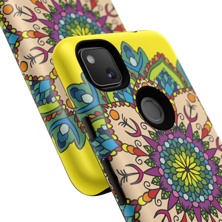 Intricate Floral Yellow Phone Case for Bold Protection and Style