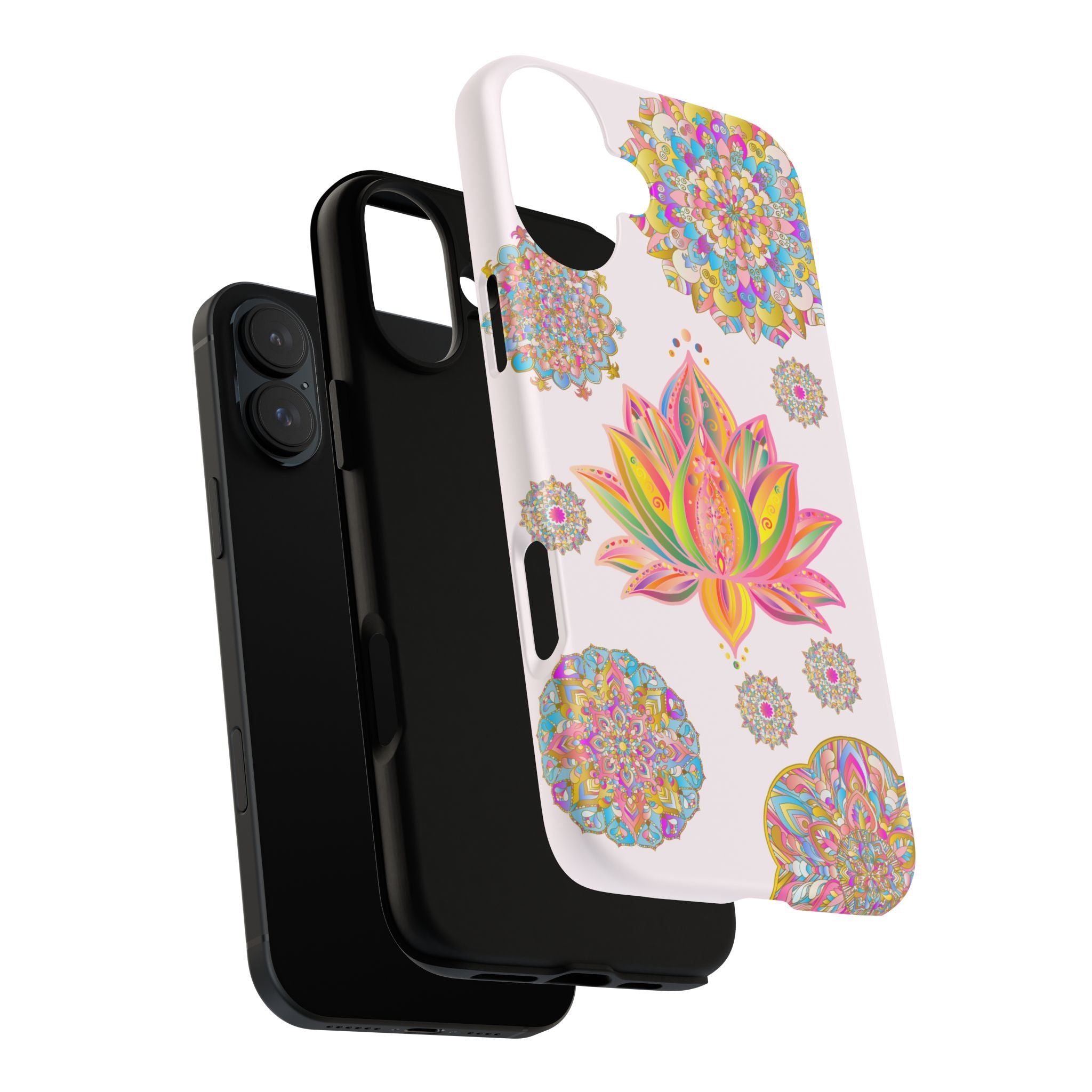 Light pink phone case with intricate mandala lotus flower design