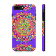 Hand drawn purple Mandala Art phone case, protective cover with intricate design