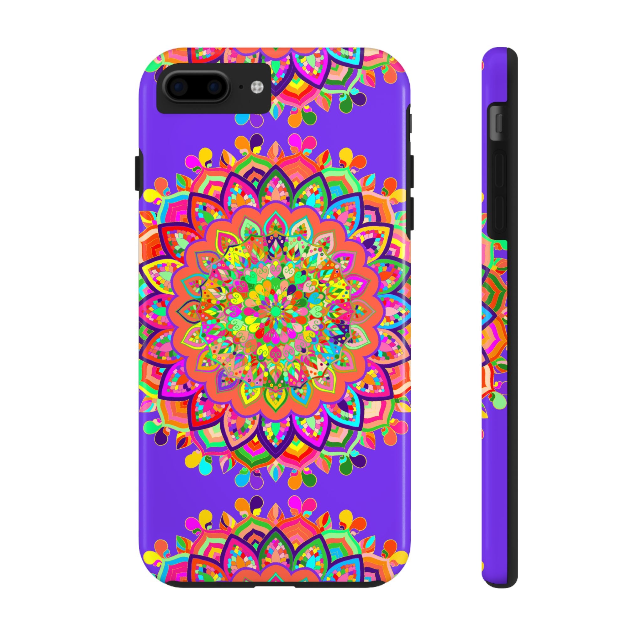 Hand drawn purple Mandala Art phone case, protective cover with intricate design