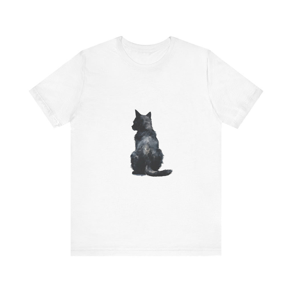 Black Cat Watercolor T-Shirt - Mystical Design featuring a stunning watercolor black cat on a high-quality, comfortable black t-shirt