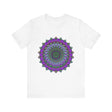 Beautiful purple and green mandala tee with intricate and eye-catching design